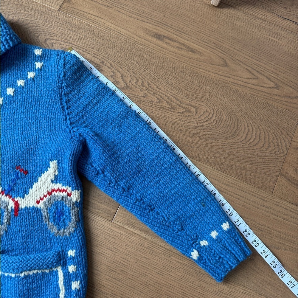 Native Cowichan Sweater Vintage Cardian - Automobiles/Cars - Ladies Small - Blue - Picture 7 of 8